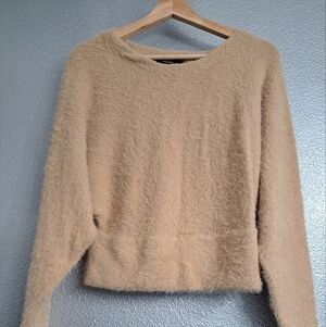 Beige Eye Lash Pullover Sweater   Size L